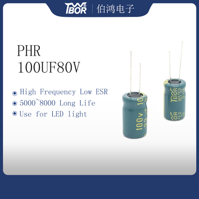 Capacitor eletrolítico de alumínio de alta frequência 10X20mm de 100uF 80V 5000 horas