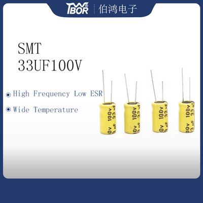 Terminal de alta temperatura do radial do capacitor 8X12mm de SMT 33UF100V