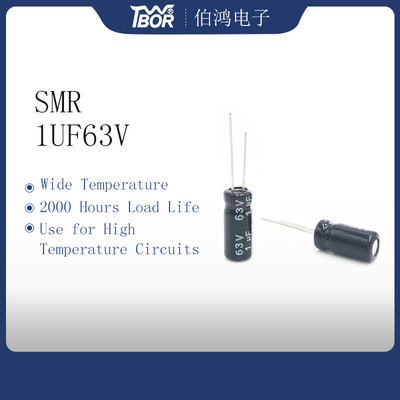 Capacitor radial diminuto da ligação do capacitor 1UF63V da temperatura larga