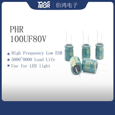 5000 de 100UF80V do diodo emissor de luz horas de capacitor 10X20MM ISO14001 da luz