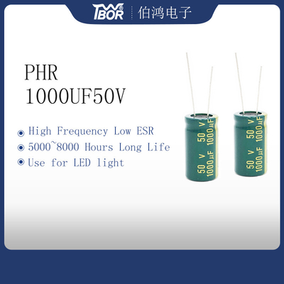capacitor 1000 F de alta frequência da luz do diodo emissor de luz de 13X25mm capacitor de 50 volts