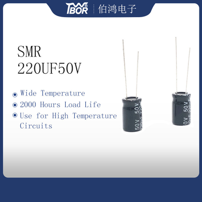 Tolerância de alumínio do capacitor eletrolítico 20% de 10X13mm 220uf 50v