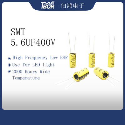 Capacitores de alta frequência 5.6UF400V de ISO9001 RoHS para a luz do diodo emissor de luz