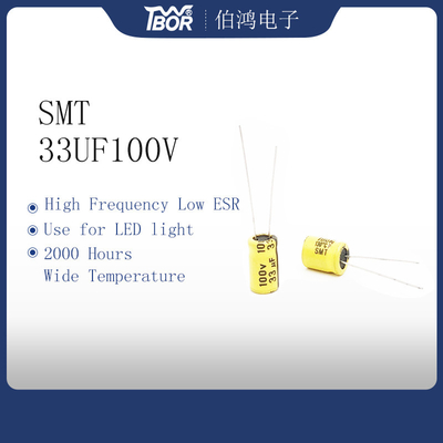 Capacitor de alta temperatura eletrolítico de alumínio amarelo 33UF100V