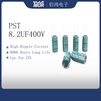 Capacitor eletrolítico radial verde 8.2UF400V 10X20mm TW BOR