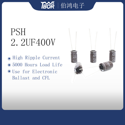 2.2UF400V capacitores atuais da ondinha alta de alta tensão do capacitor eletrolítico 8X12mm